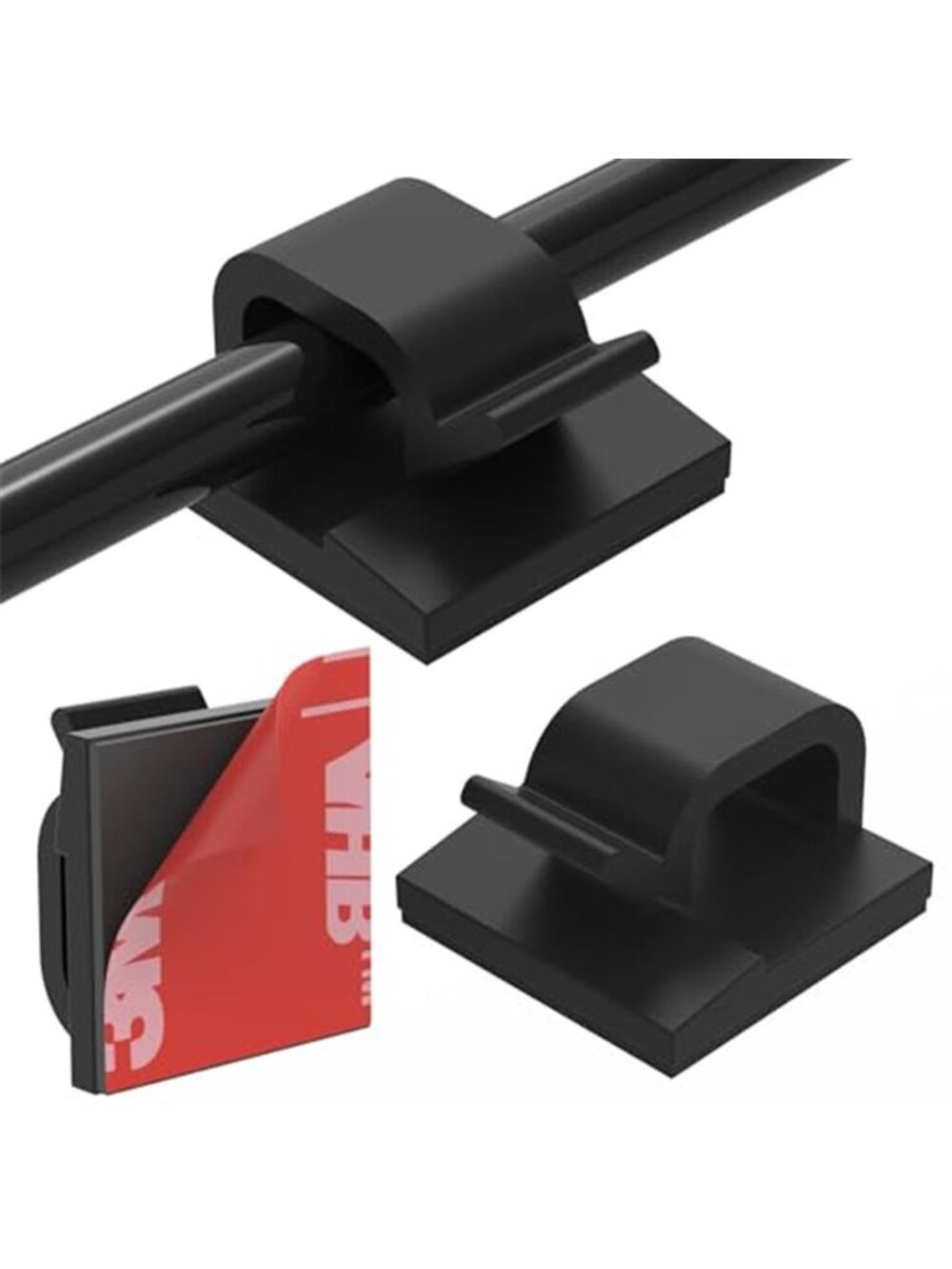 Cable Clips 40Pcs Adhesive Wire Cord Organizer Holder Car Office Home Black Set